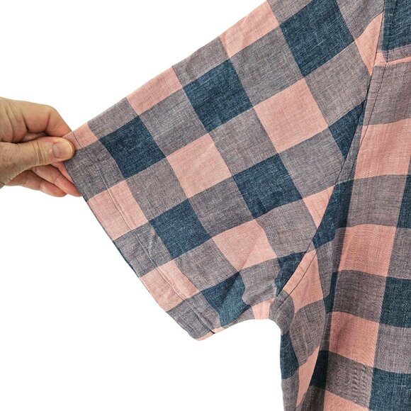 Mens 2XB Big & Tall Goodfellow & Co Pink & Blue Plaid Short Sleeve Cotton Shirt - Picture 6 of 9